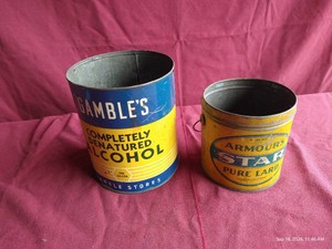 (2) Vintage Cans - Denatured Alcohol & Lard