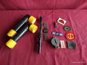 Vintage Flashlights, Scope & Military Patches