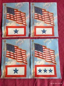 (4) Vintage WW2 Blue Star Service Flag Window Displays