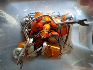 Tote of Vintage Vehicle Lights - Taillights, Etc