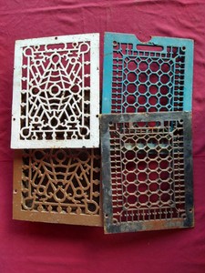 (4) Vintage Heavy Cast Iron Vent Grates