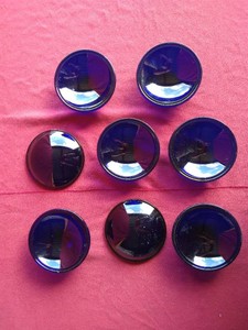 (8) Vintage Cobalt Blue Glass Railroad Signal Light Lenses