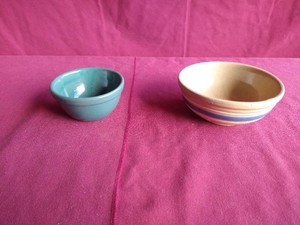 (2) Vintage Pottery Bowls - ATT Ware & White Goose Flour
