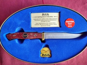 Buck Knife in Battling Bucks Collectible Tin
