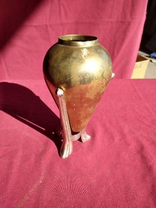 Vintage Brass Vase & Stand