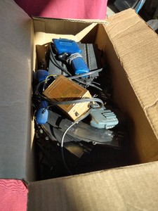 Box of Slot Car Track, Guns & Power Units