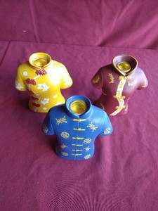 (3) Ceramic Kimono Candle Holders