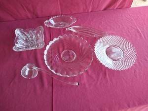 (6) Manganese Glass Pieces - Platters, Bowls, Etc