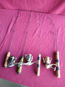 (4) Ice Fishing Rods With (3) Reels