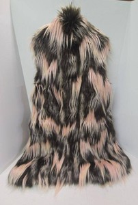 Donna Salyers Fabulous Furs Long Faux Fur Vest Blush Pink Black L