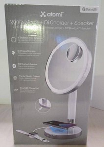 Atomi Vanity Mirror Qi Charger Bluetooth Speaker New In Box