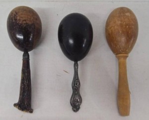Vintage Sewing Darning Eggs Sock Darners Wood &amp Sterling Metal Handle