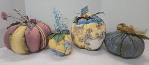Set of 4 Decorative Fabric Pumpkins Fall Harvest Halloween Decor
