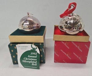 1993 Wallace & 1991 Reed & Barton Silverplated Christmas Bell Ornaments
