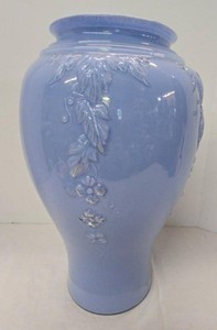 Vintage Anchor Hocking Periwinkle Blue Cascade Glass Vase 16in
