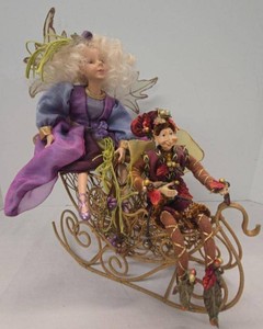 Fantasy Fairy Doll, Elf Ornament & Decorative Wire Sleigh Set