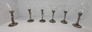 Coastal Themed Martini &amp Wine Glass Decorative Stemware Set