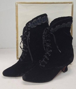 Fantasy Collection 90s Velvet Lace-Up Ankle Boots Womens Size 8 Renaissance Festivals&nbsp