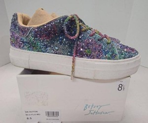 Betsey Johnson Sutton Rhinestone Platform Sneakers Womens 8.5