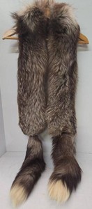 Vintage Silver Fox Fur Stole Scarf Wrap With Tails 82in Long
