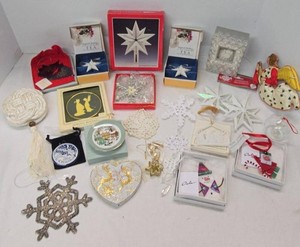 Lot of Vintage Christmas Ornaments Tree Topper Porcelain Glass Mixed