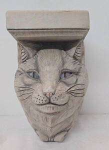 Telle M. Stein Cat Head Wall Shelf Sculpture 2001 Resin Decor