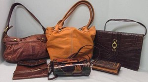 Lot of Vintage Leather Handbags Wallets Tignanello Bartolini Tooled