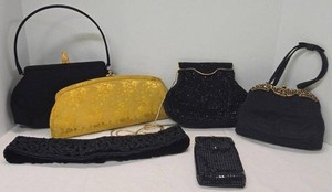 Set of 6 Vintage Evening Handbags Beaded Satin Clutch Purse Lot