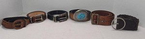 Vintage Genuine Leather Belt Lot Western Braided Studded Concho Styles