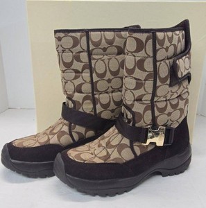 Coach Sharron Signature Winter Boots Khaki Brown Womens 7.5 M