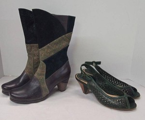 Frye Maya Cut Sling Heels & Elite Twilight Patchwork Boots