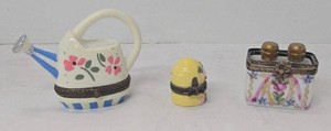 Midwest & Limoges Porcelain Trinket Boxes w Mini Glass Bottles