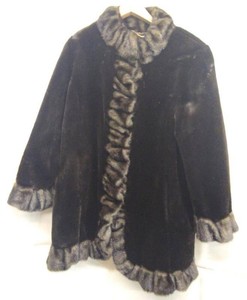 Jones New York Womens Black Faux Fur Trim Coat Size XL