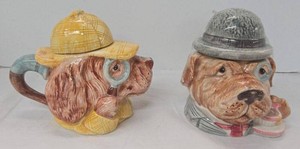 Fitz and Floyd Sherlock Holmes Watson Dog Creamer & Sugar Set