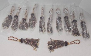 Set of 12 Beaded Decorative Trim Tassels Burgundy Gold 9in New