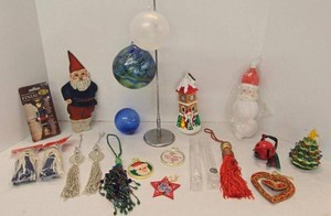 Lot of Vintage Christmas Ornaments Glass Tassel Santa Mixed Decor