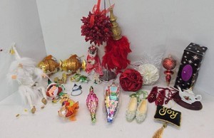 Mixed Vintage Christmas Ornaments & Holiday Decor Glass Fabric Metal