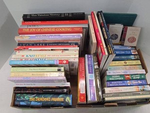 Box Lot of Assorted Hardcover & Paperback Books Crafts Cookbooks Fiction