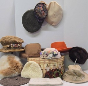 Lot of Vintage Womens Hats Felt Fur Knit Straw Mixed Styles