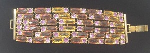 Banana Republic BR Gold Tone Wide Multicolor Statement Bracelet