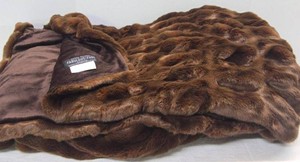 Donna Salyers Fabulous Furs Faux Fur Throw Blanket Brown 72x64 NIP