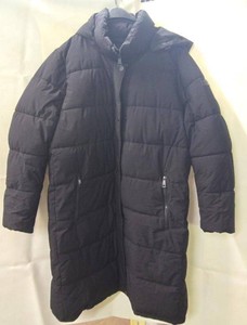 DKNY Hooded Long Puffer Coat Black Quilted Zip Front Winter XXL