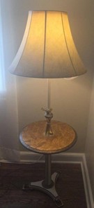 Traditional Floor Lamp Side Table Combo w 2 Shades 52in Tall