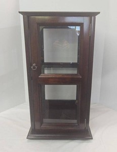 Wood & Glass Tabletop Curio Display Cabinet Cherry Finish 26in