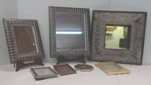 Vintage Decorative Mirror & Frame Lot Brass Tone Wall Tabletop Decor