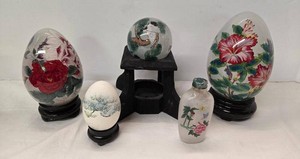 Knobler Inside Painted Glass Egg Ornaments & Bottle Decorative Set