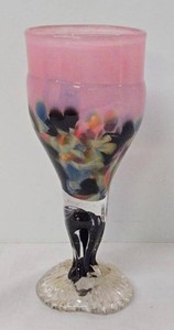 Oulu Glass Company Art Glass Vase Pink Multicolor 8in Hand Blown