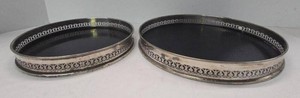 Pair of Silverplate Gallery Trays with Black Formica Inserts