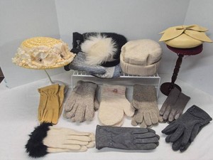 Vintage Womens Hats Gloves Earmuffs Mixed Accessory Lot Dress Winter