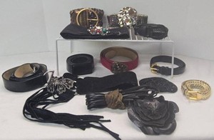 Lot of Womens Fashion Belts Stretch Leather Chain Buckle Assorted